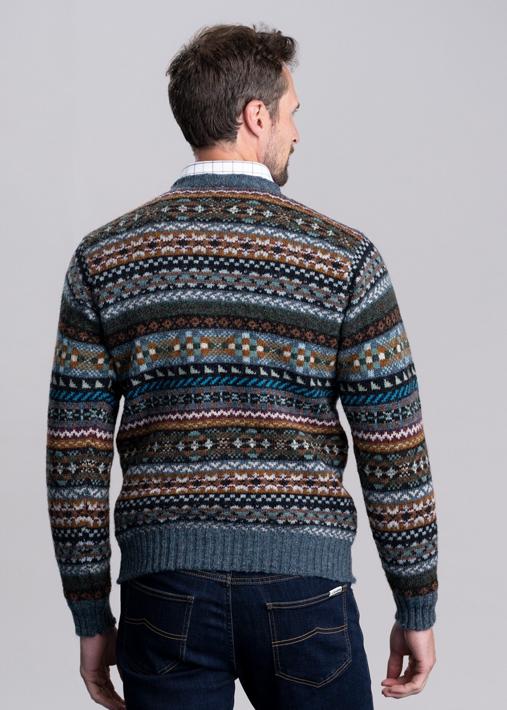 Aith Crew Neck - Teal Fairisle - 4