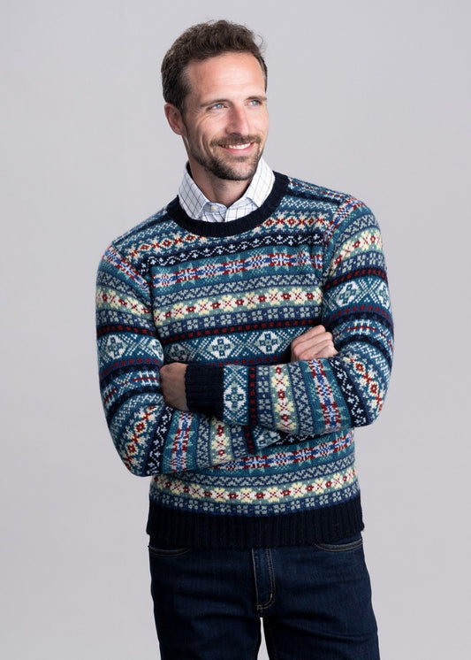 Cullivoe Crew Neck - Navy Fairisle - 1