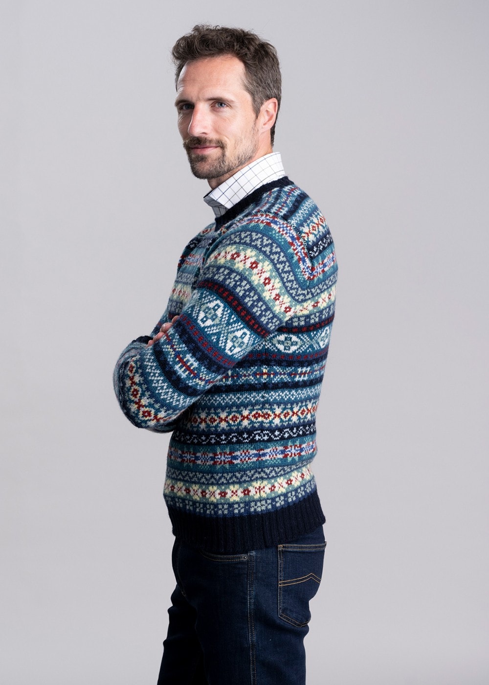 Cullivoe Crew Neck - Navy Fairisle - 3