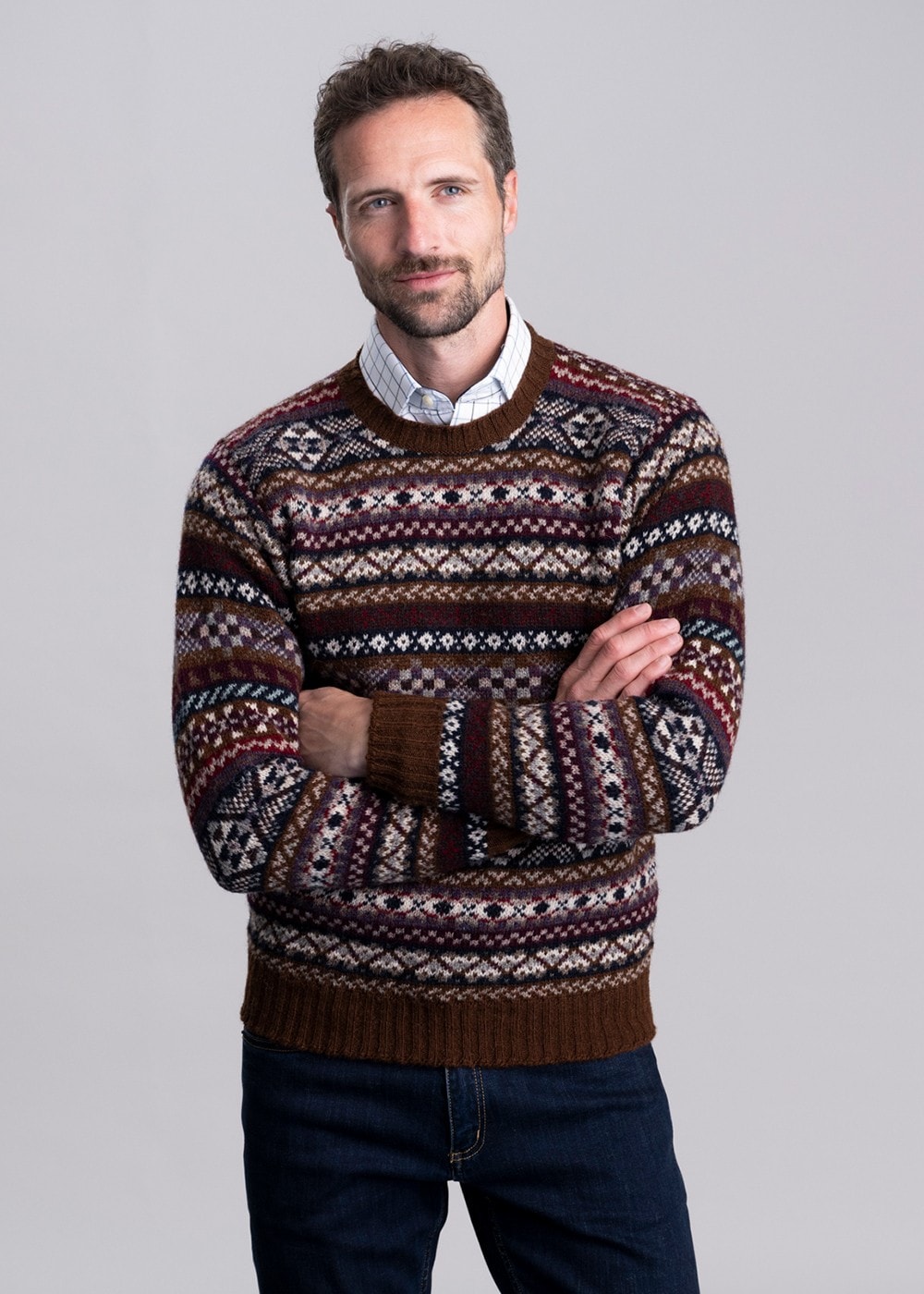 Ollaberry Crew Neck - Coffee Fairisle - 2