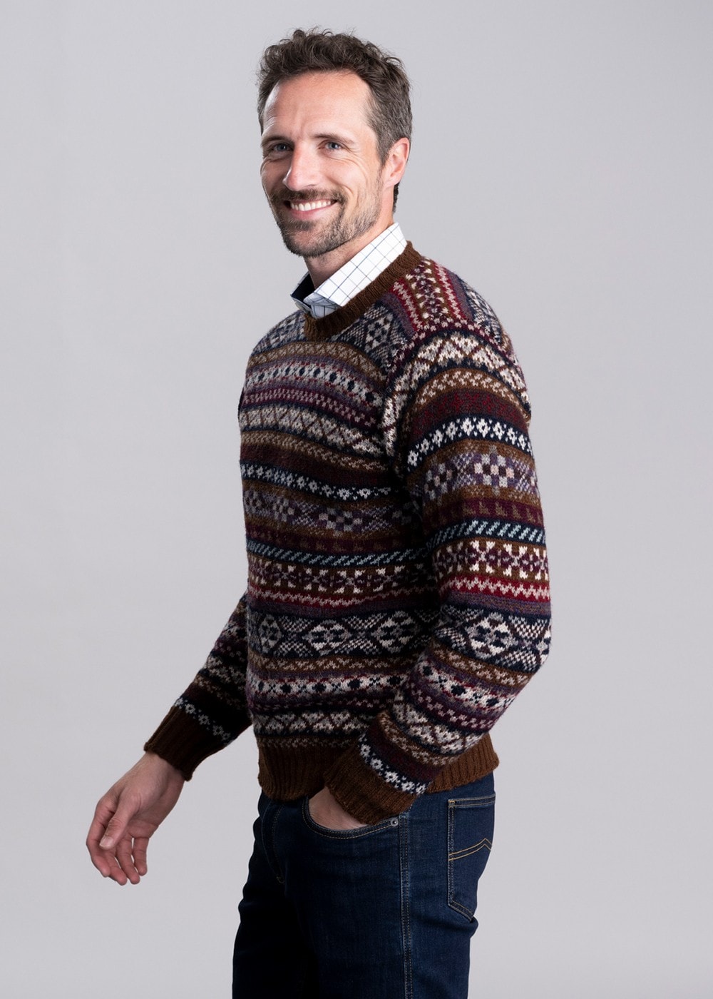 Ollaberry Crew Neck - Coffee Fairisle - 3