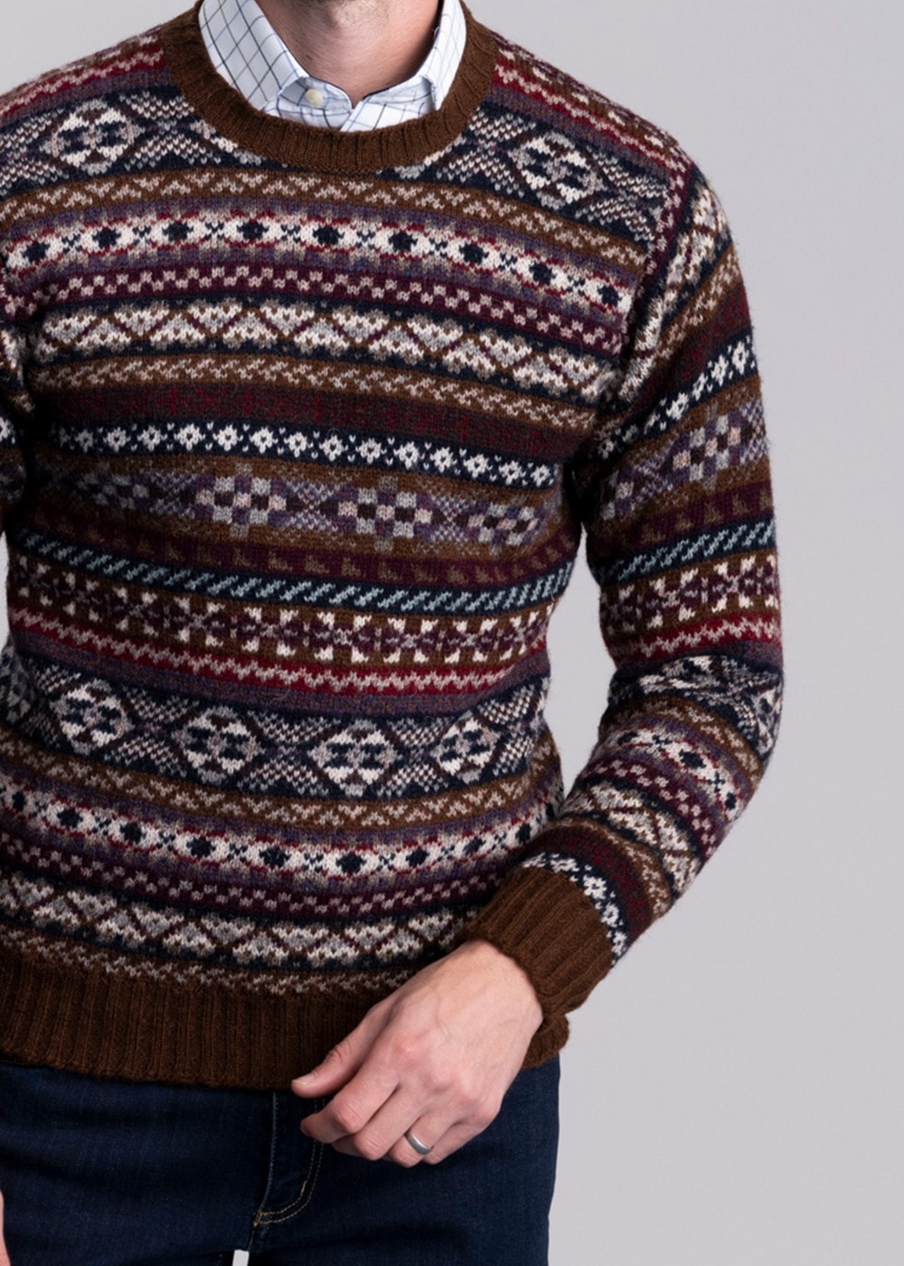 Ollaberry Crew Neck - Coffee Fairisle - 5