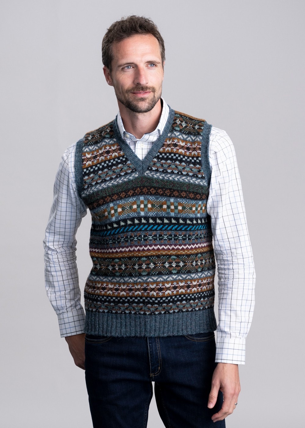 Aith Slipover - Teal Fairisle - 1