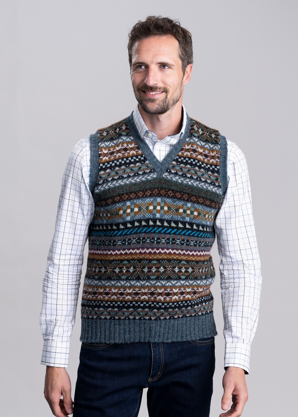 Aith Slipover - Teal Fairisle - 2