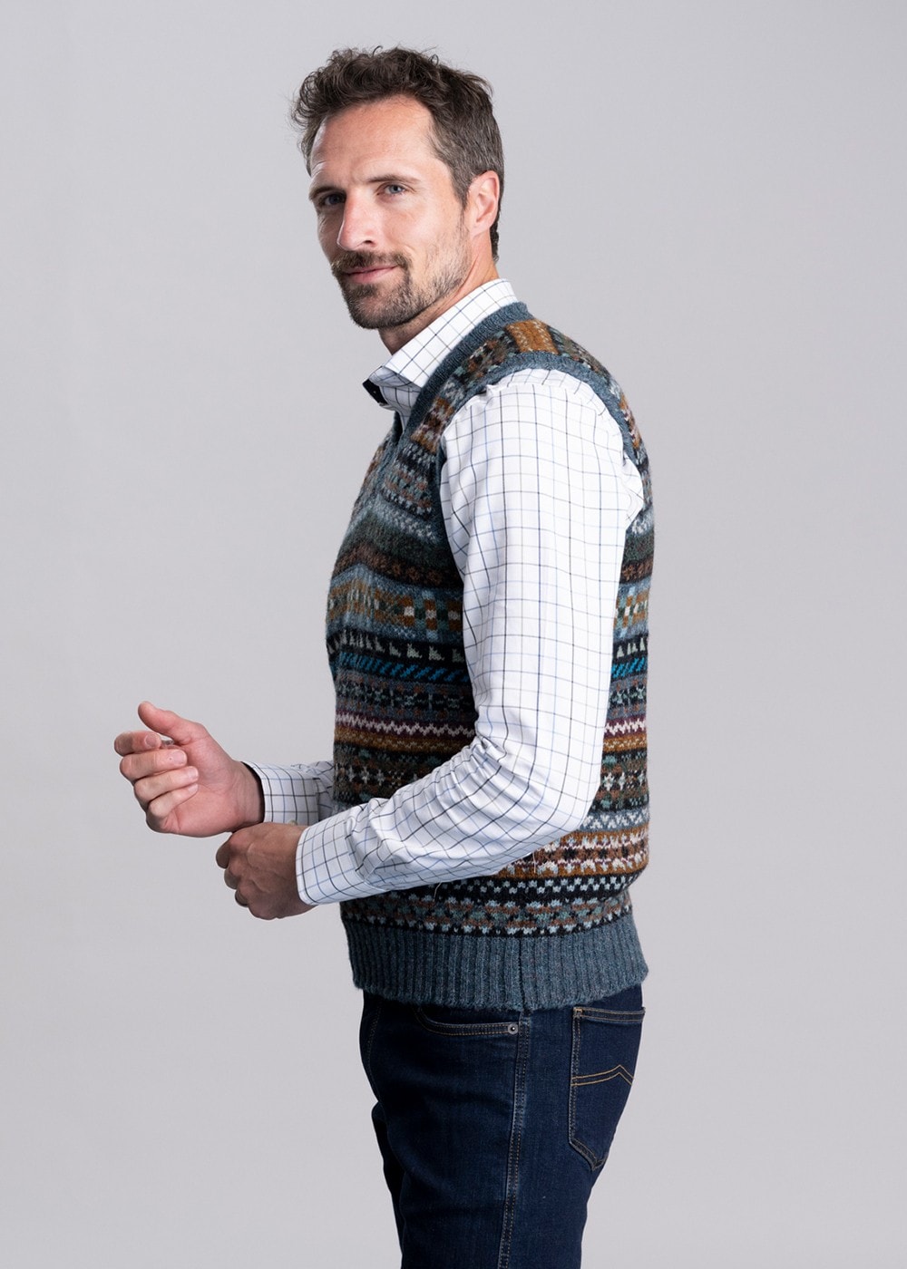 Aith Slipover - Teal Fairisle - 3