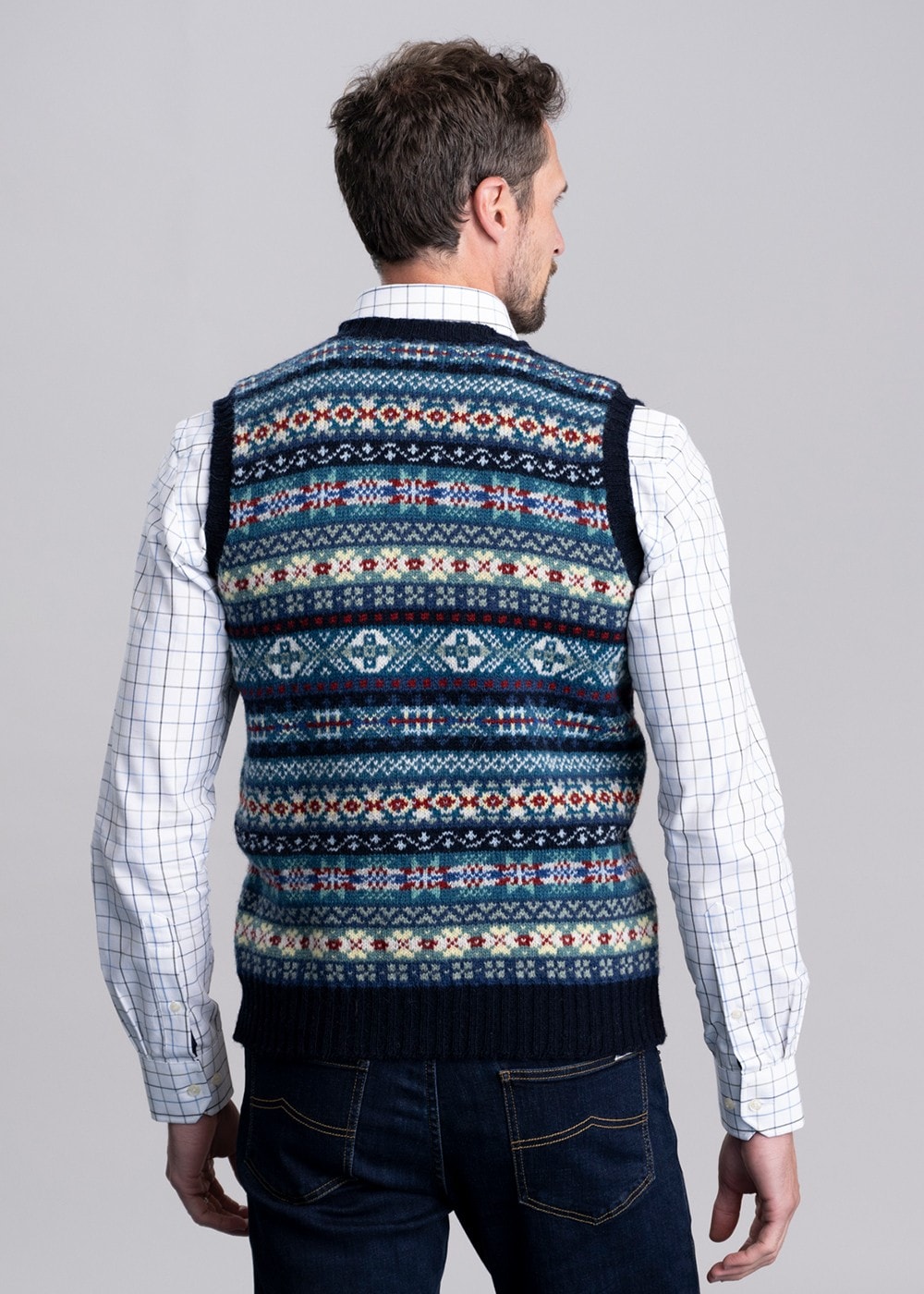 Cullivoe Slipover - Navy Fairisle - 4