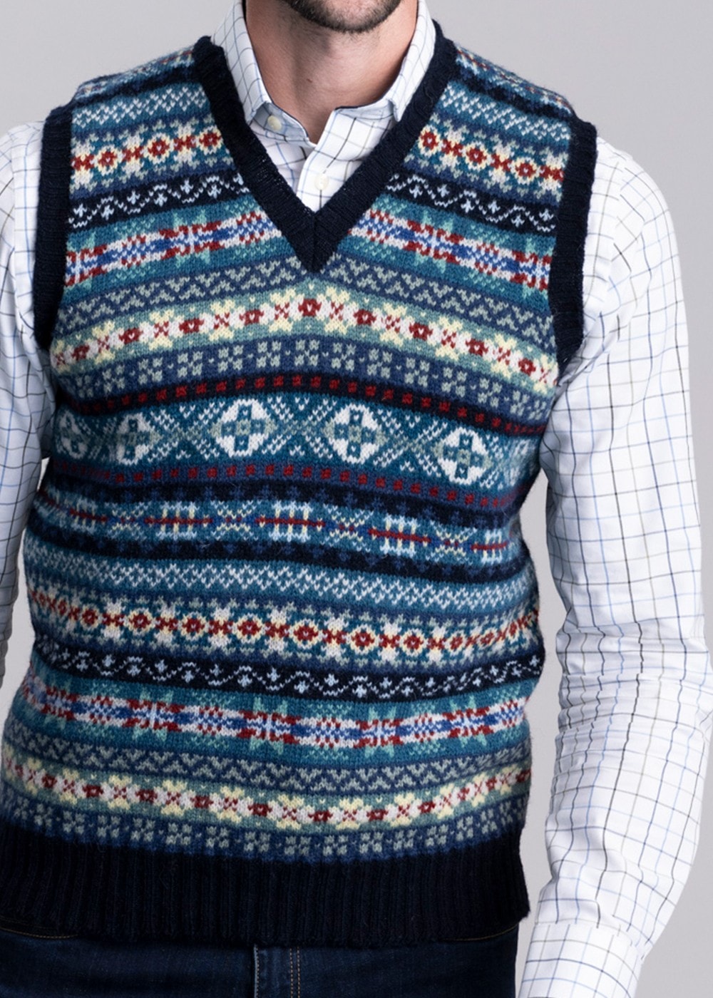 Cullivoe Slipover - Navy Fairisle - 5