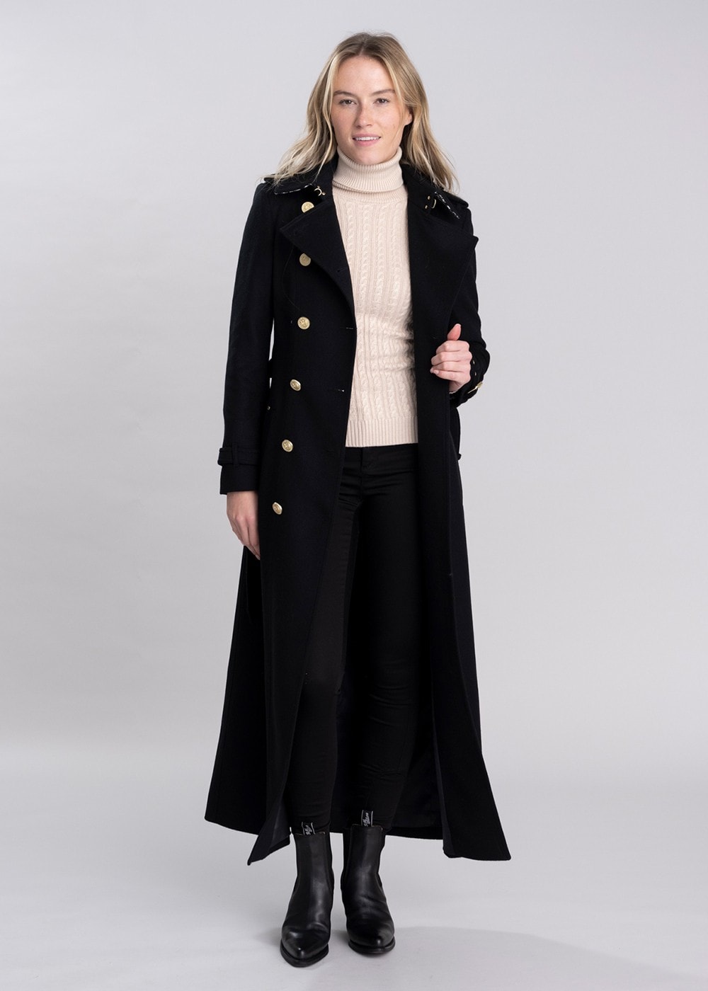 Marlborough Trench Coat Full Length - Soft Black - 2