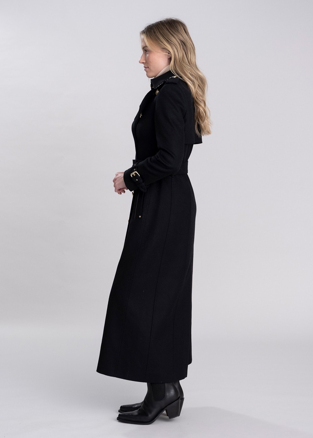 Marlborough Trench Coat Full Length - Soft Black - 4