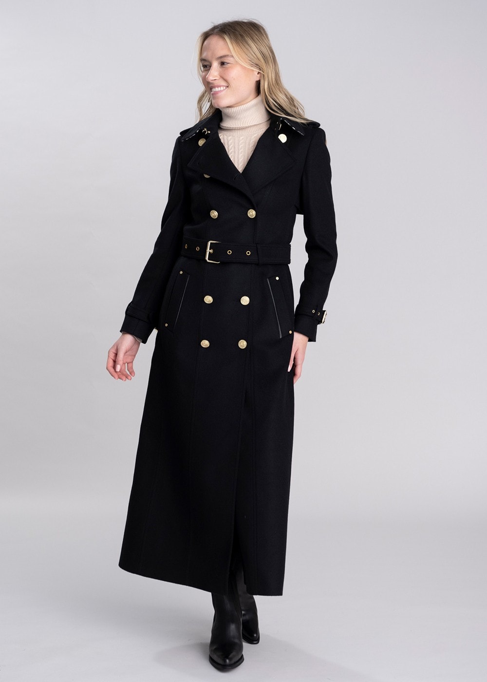 Marlborough Trench Coat Full Length - Soft Black - 5