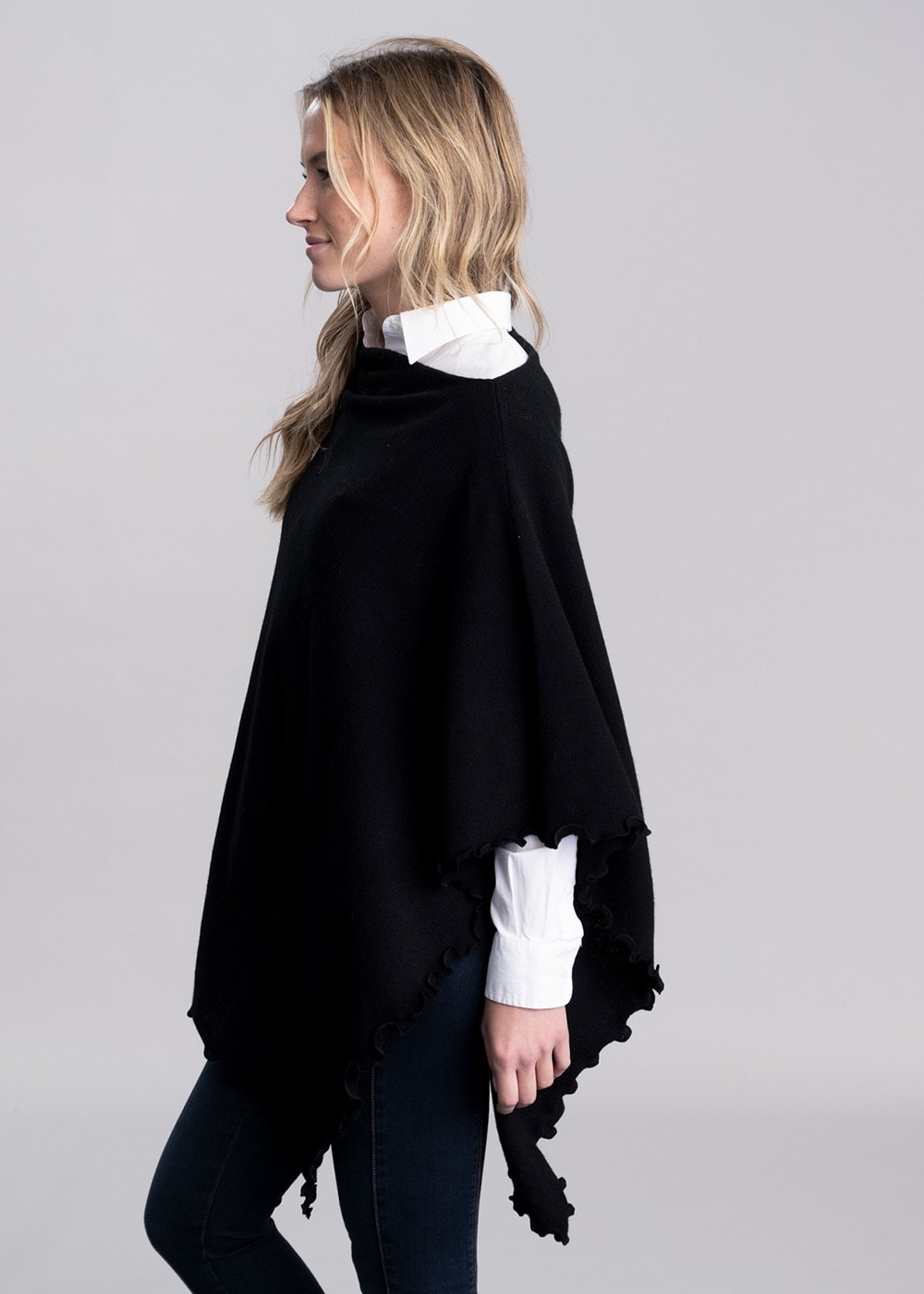 Lindsey Lambswool Poncho - Black - 3