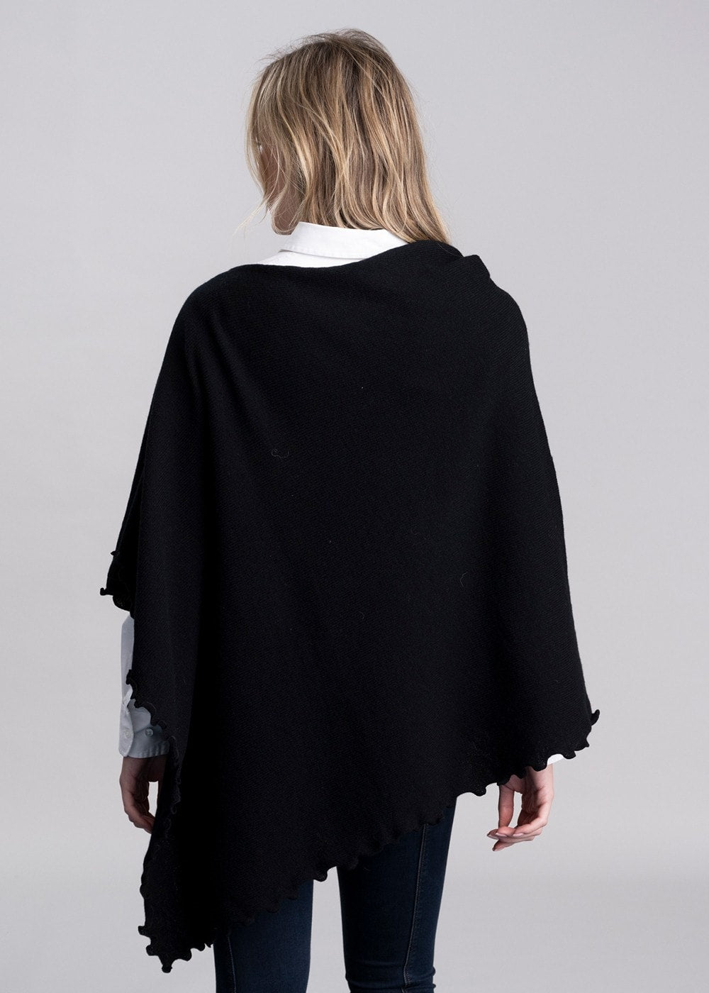 Lindsey Lambswool Poncho - Black - 4