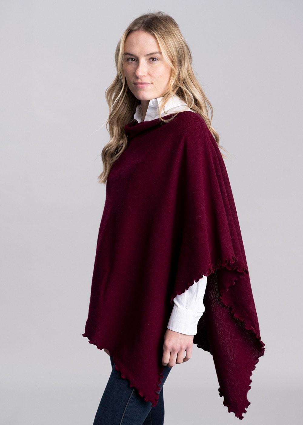 Lindsey Lambswool Poncho - Bordeaux - 4