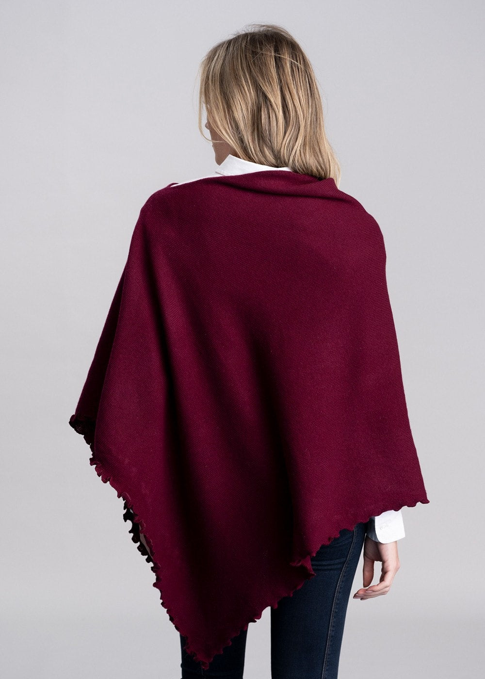 Lindsey Lambswool Poncho - Bordeaux - 5