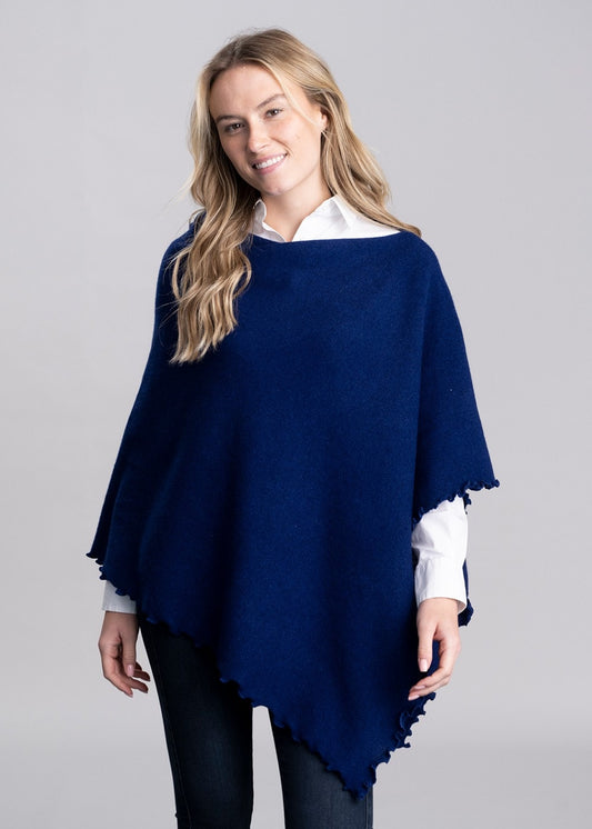 Lindsey Lambswool Poncho - Cobalt - 1