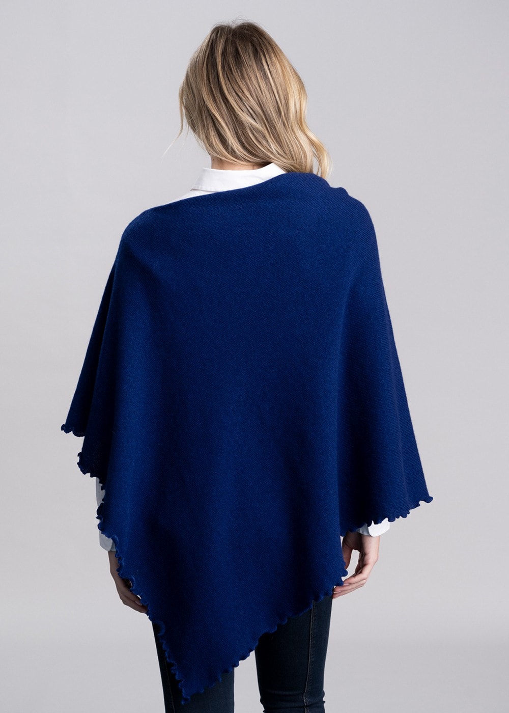 Lindsey Lambswool Poncho - Cobalt - 4