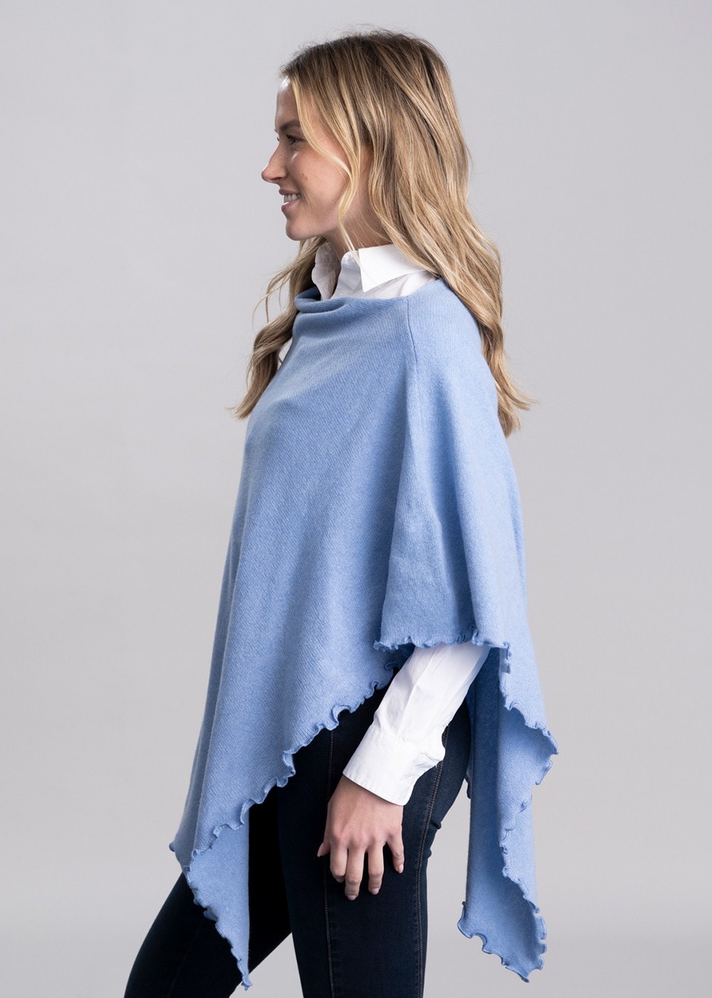 Lindsey Lambswool Poncho - Iceberg - 3