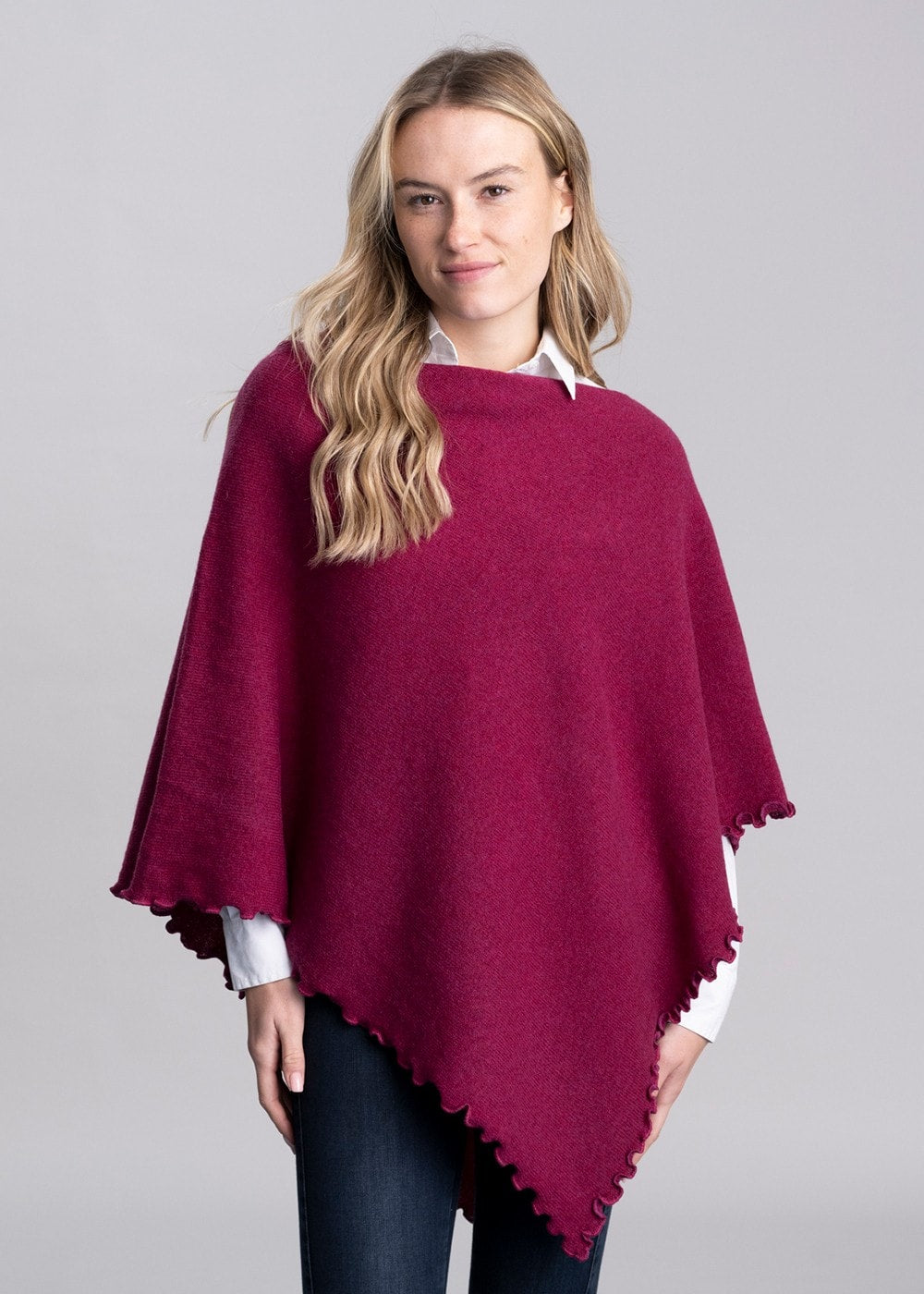 Lindsey Lambswool Poncho - Rosehip - 1