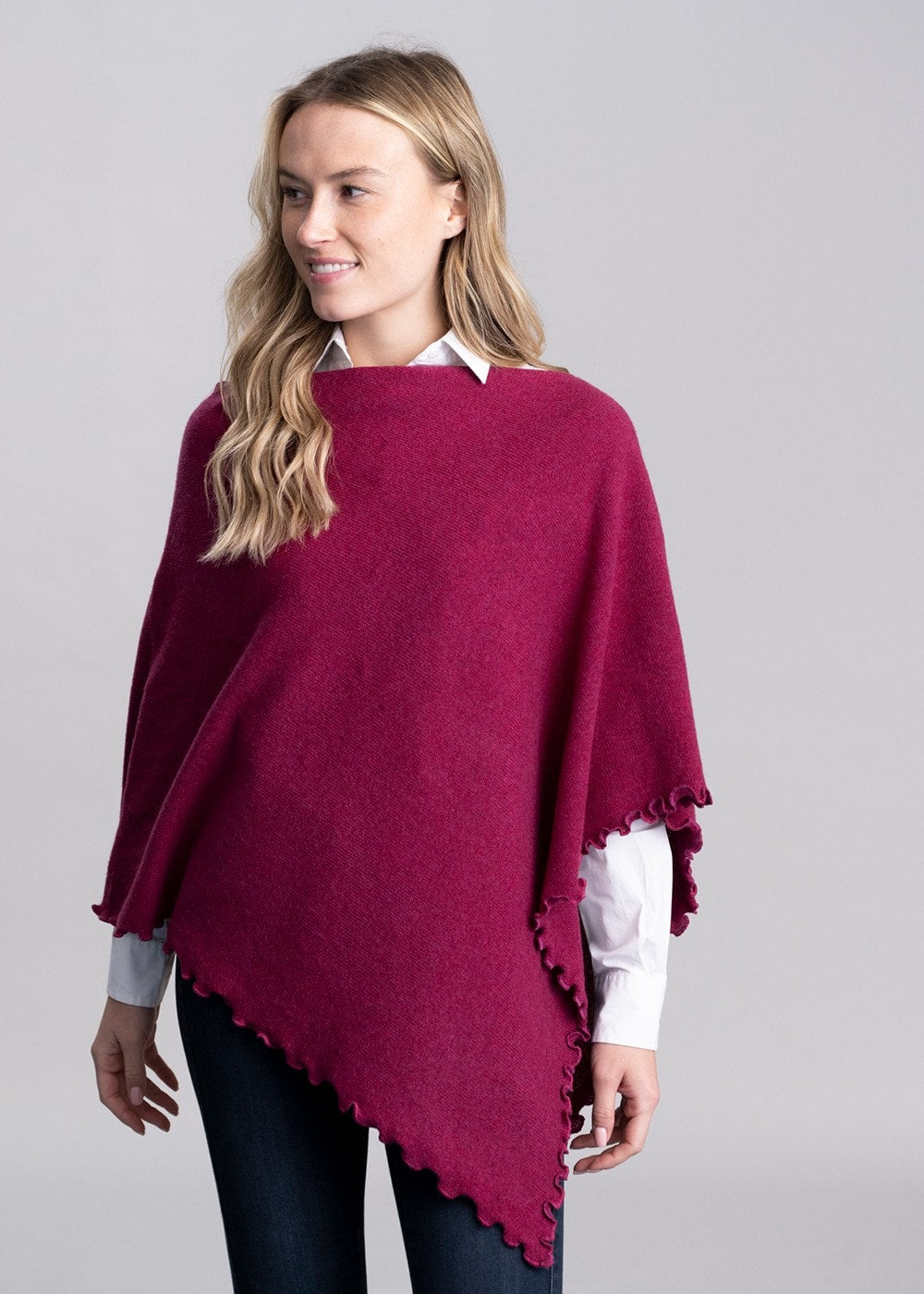 Lindsey Lambswool Poncho - Rosehip - 2