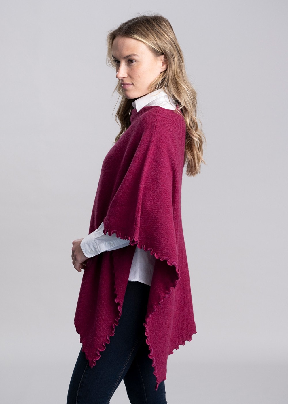 Lindsey Lambswool Poncho - Rosehip - 3