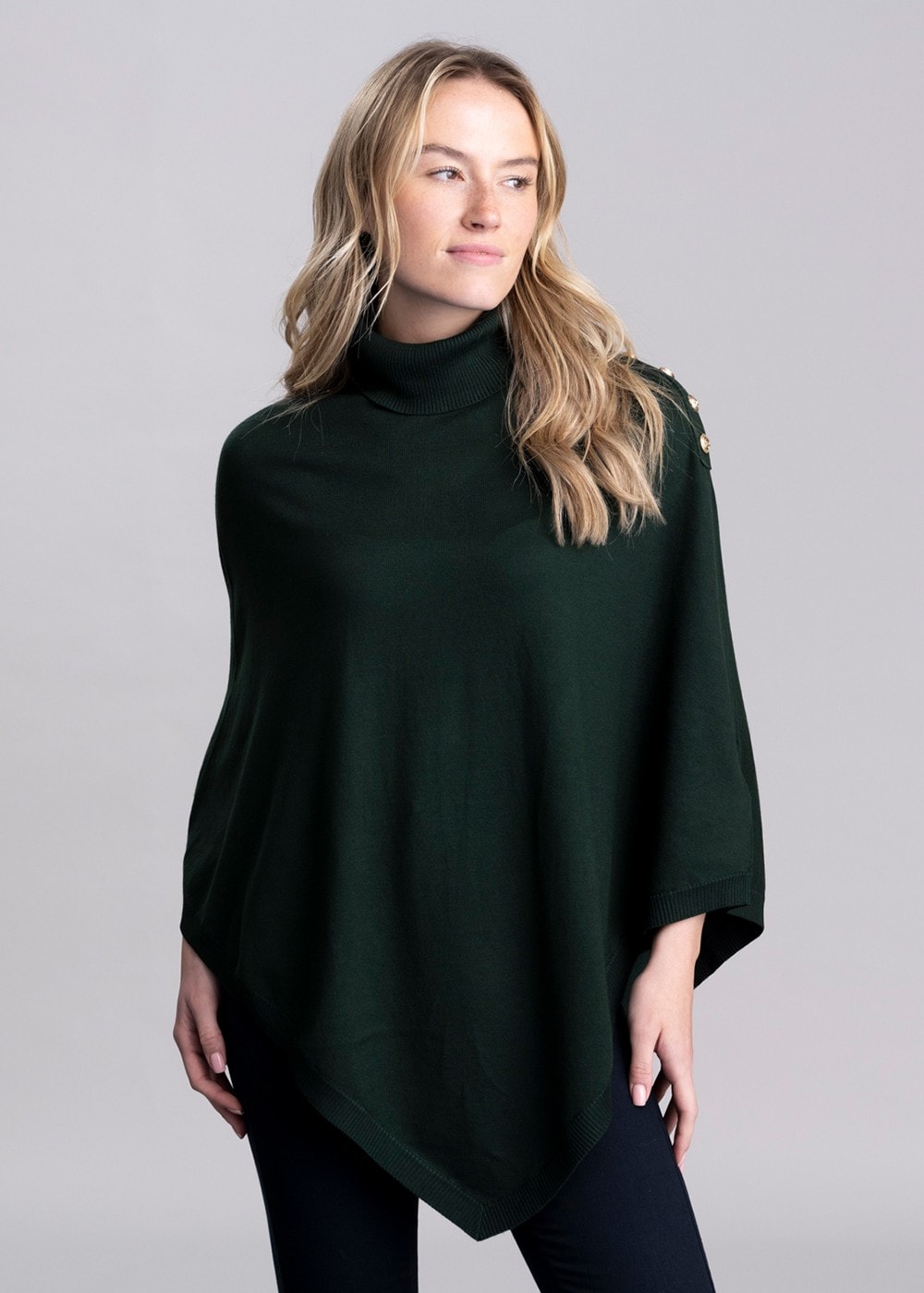 Roll Neck Cape AW24 - Deep Emerald - 2