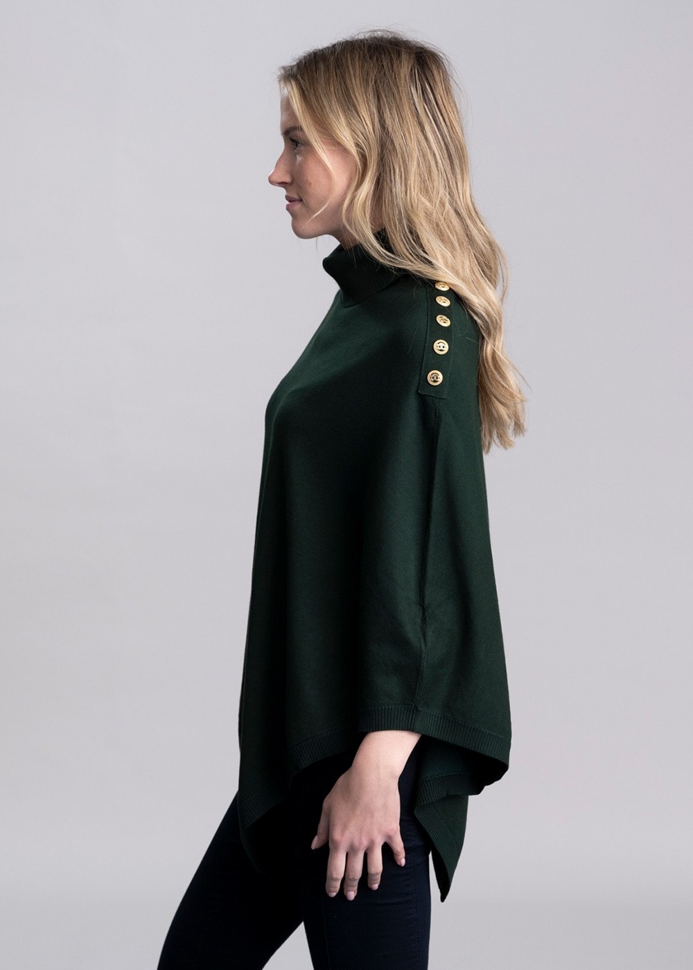 Roll Neck Cape AW24 - Deep Emerald - 3