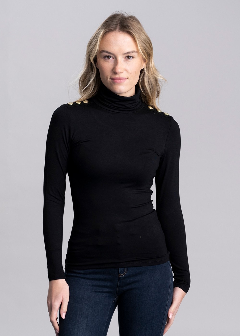 Essential Roll Neck - Black - 1