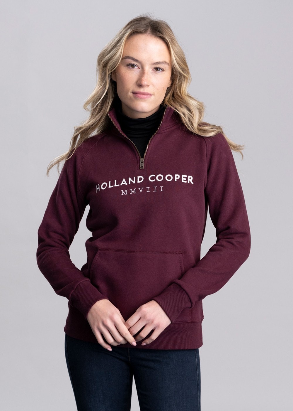 Sporting Heritage Zip Henley - Merlot - 2