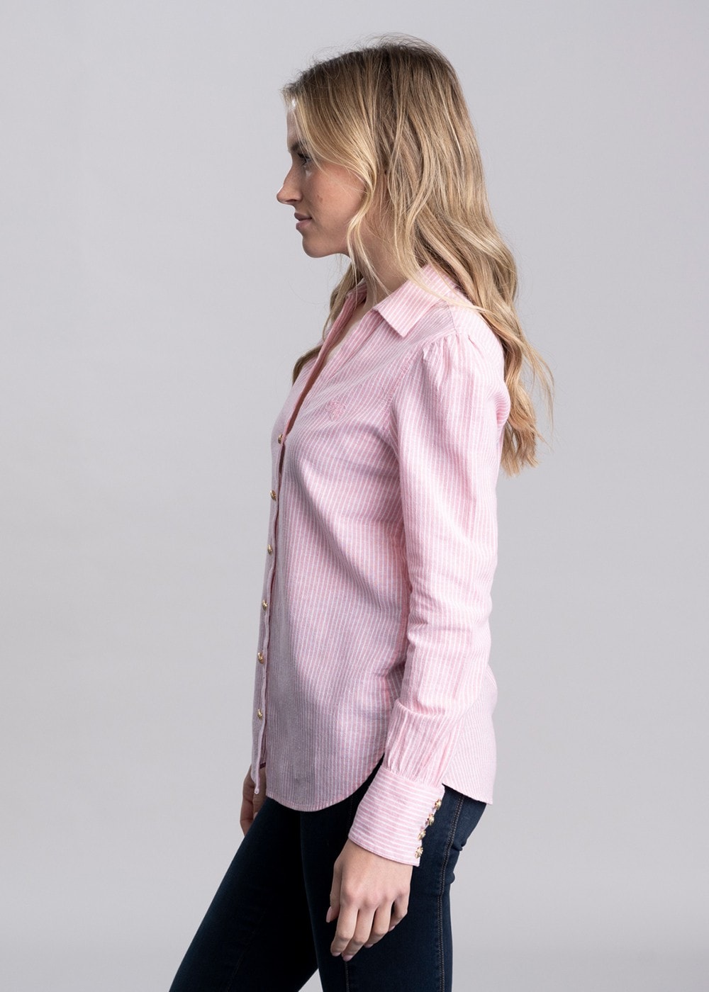 Classic V-Neck Shirt - Pink Stripe - 2