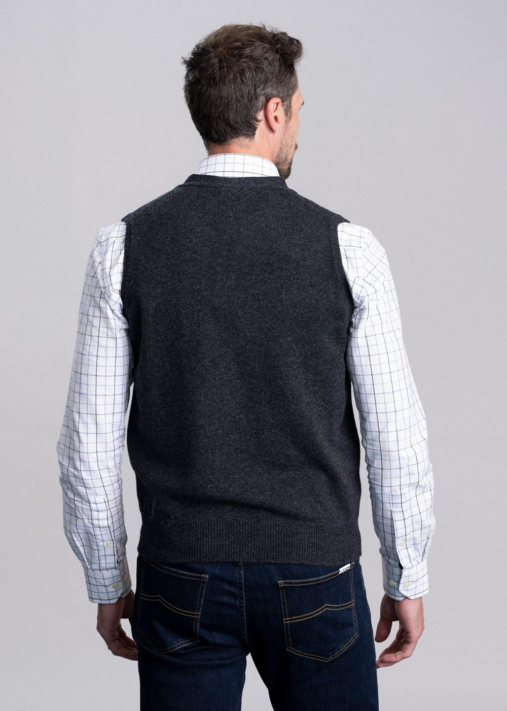 Lambswool 2 Ply Waistcoat - Charcoal - 4