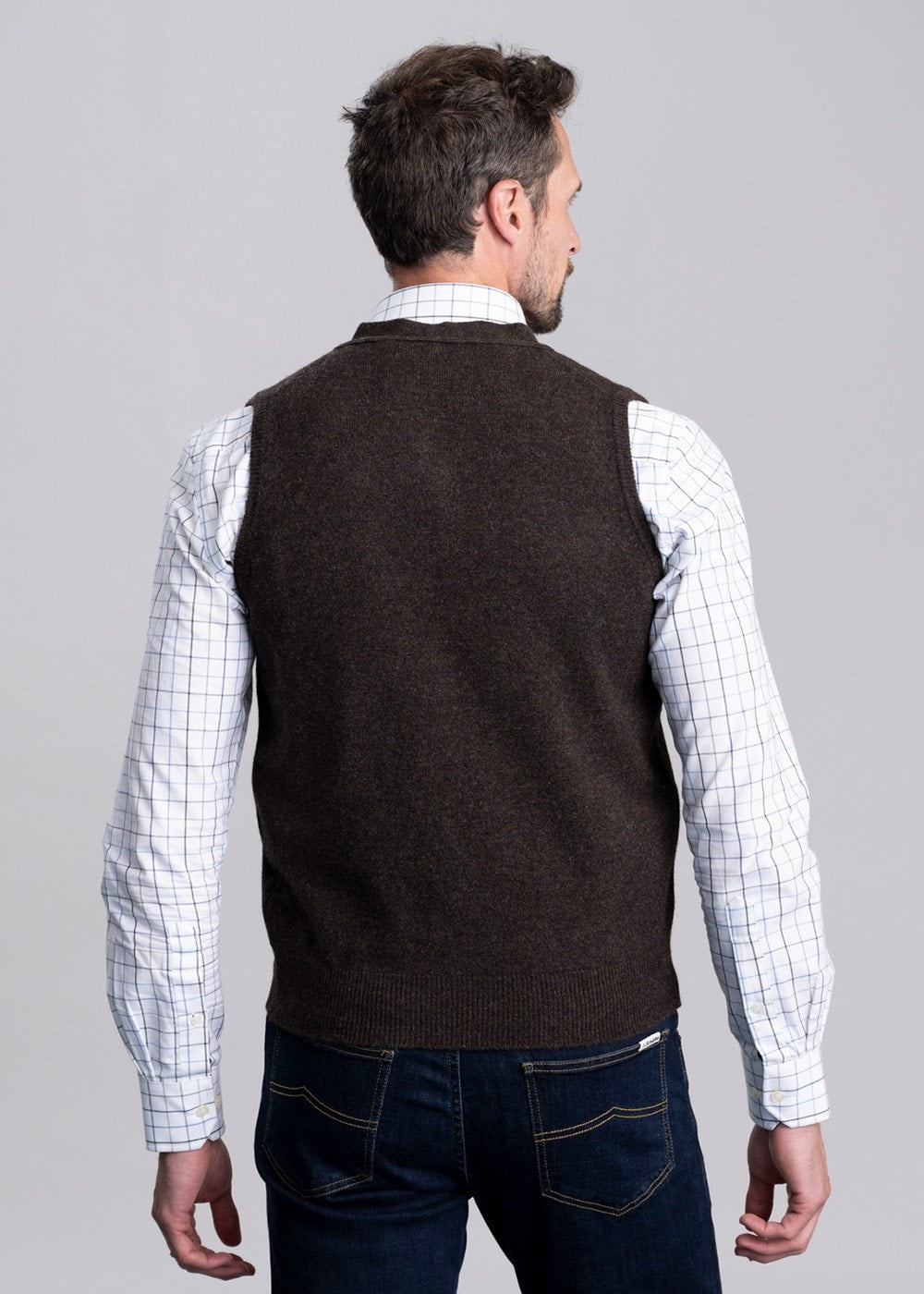 Lambswool 2 Ply Waistcoat - Cocoa - 3