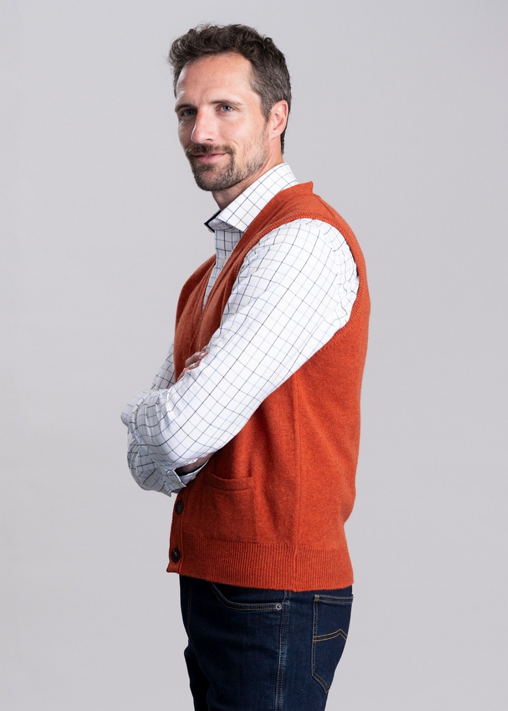 Lambswool 2 Ply Waistcoat - Ember - 2