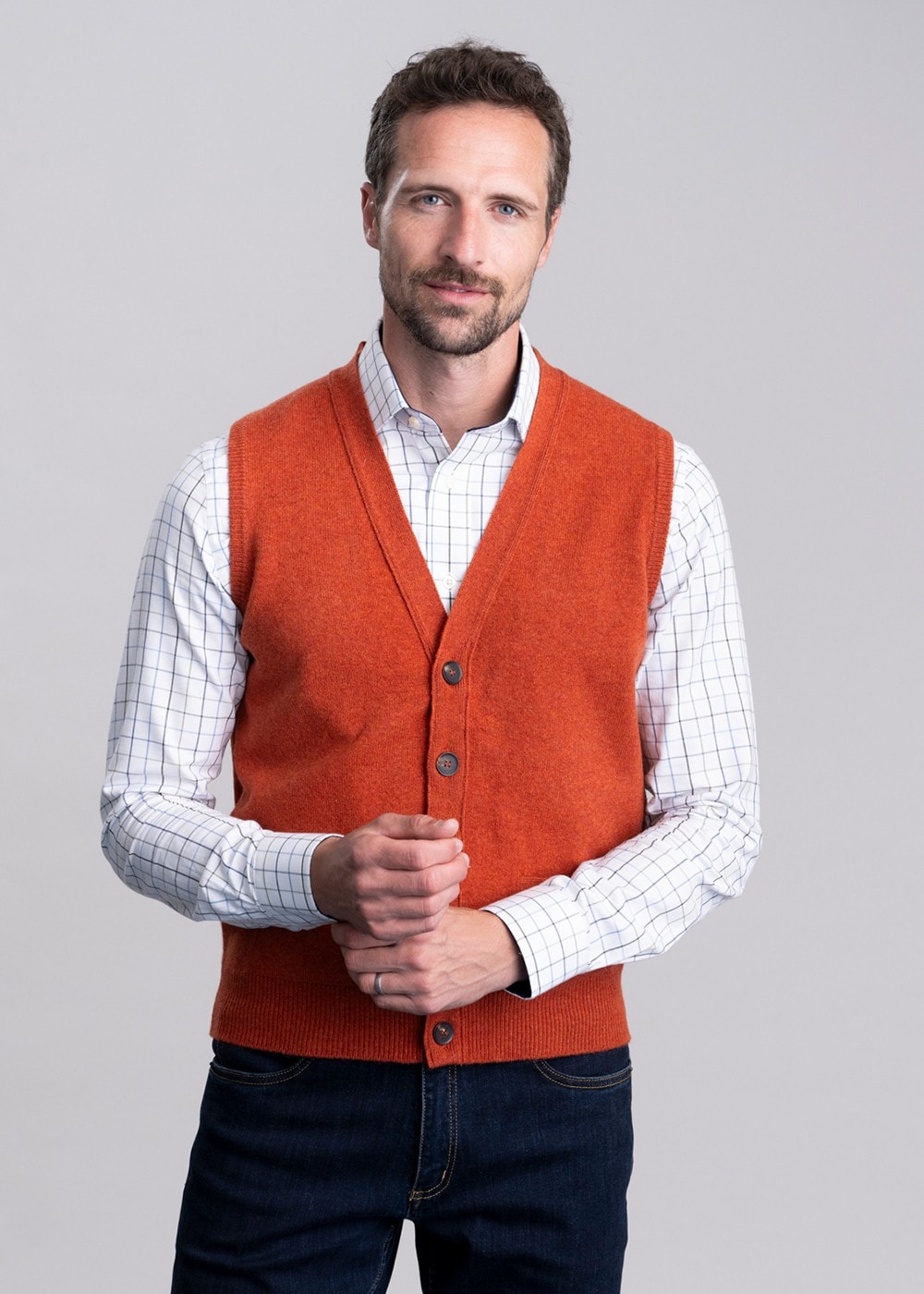 Lambswool 2 Ply Waistcoat - Ember - 4