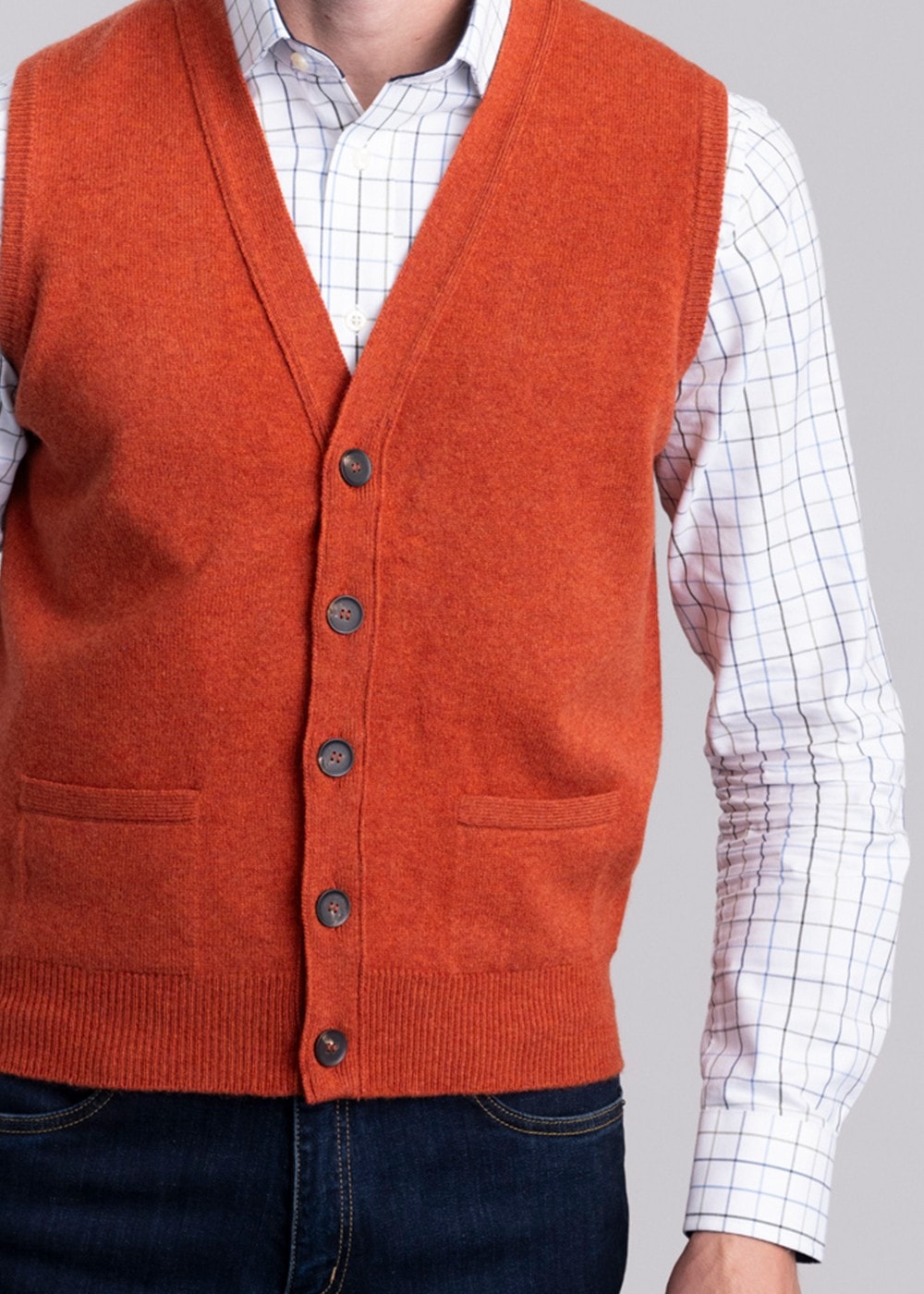 Lambswool 2 Ply Waistcoat - Ember - 5