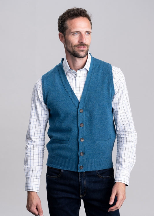 Lambswool 2 Ply Waistcoat - Mallard - 1