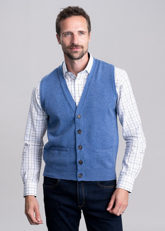 Lambswool 2 Ply Waistcoat - Jeans - 1