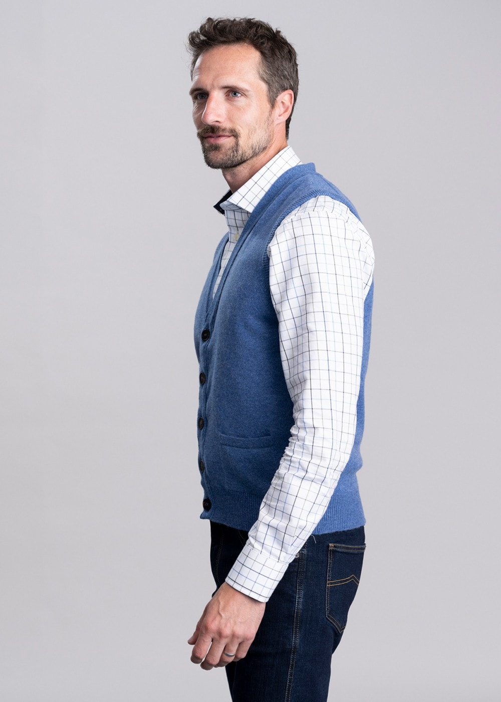 Lambswool 2 Ply Waistcoat - Jeans - 2