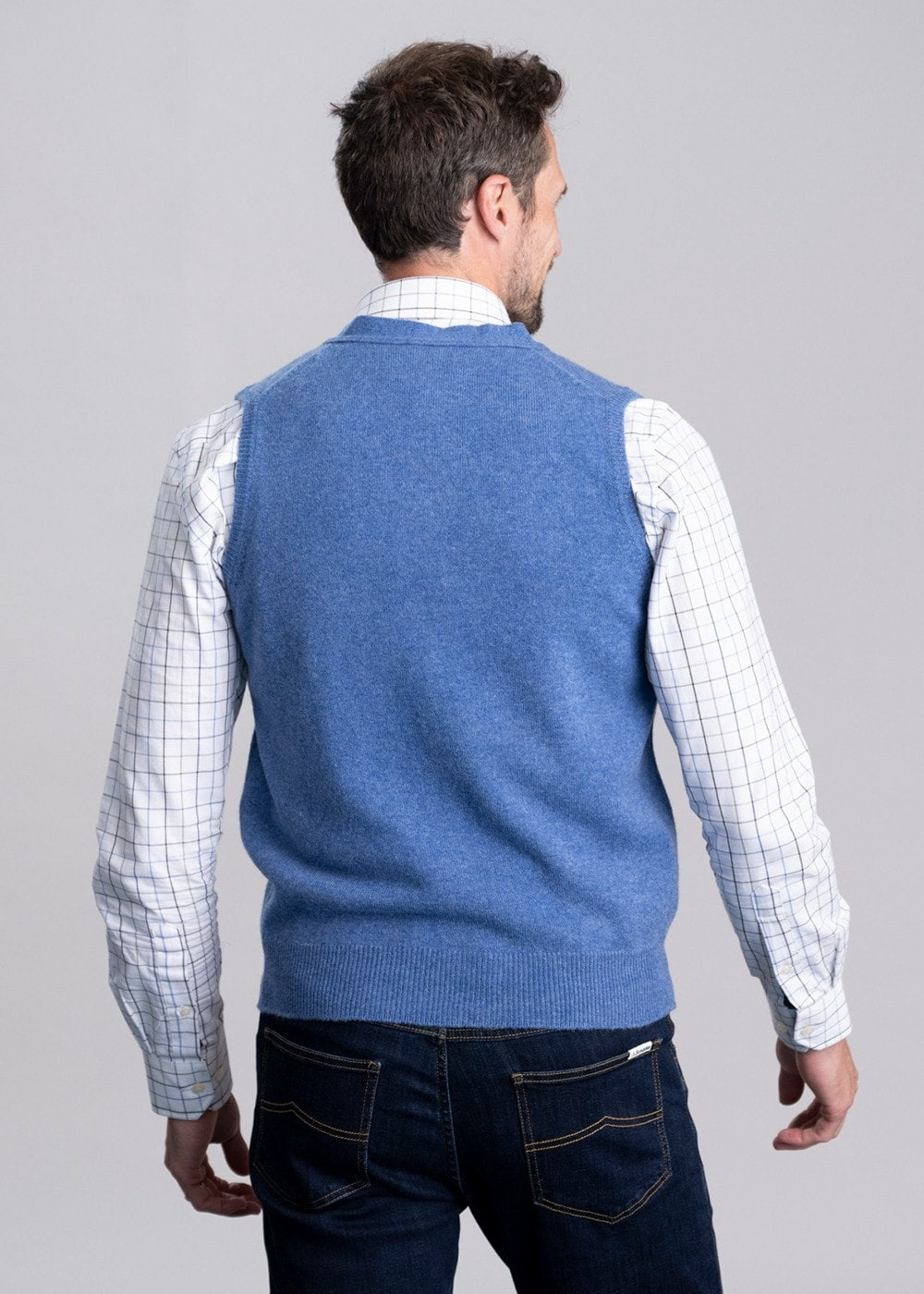 Lambswool 2 Ply Waistcoat - Jeans - 3