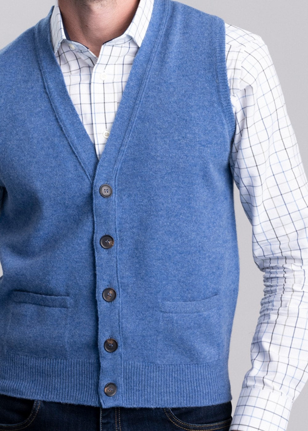 Lambswool 2 Ply Waistcoat - Jeans - 5