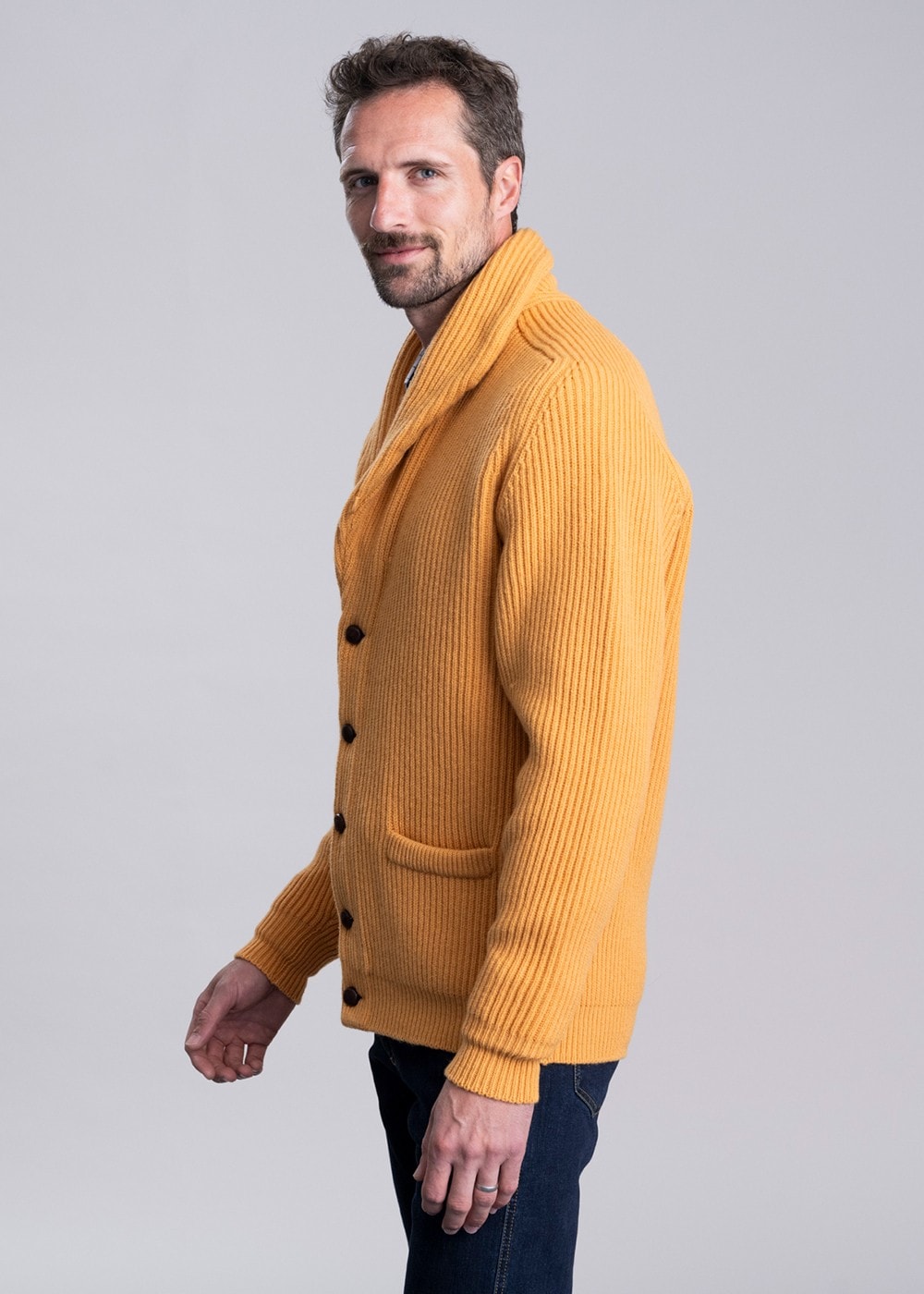 Lambswool Windsor Shawl Jacket - Harvest Gold - 2