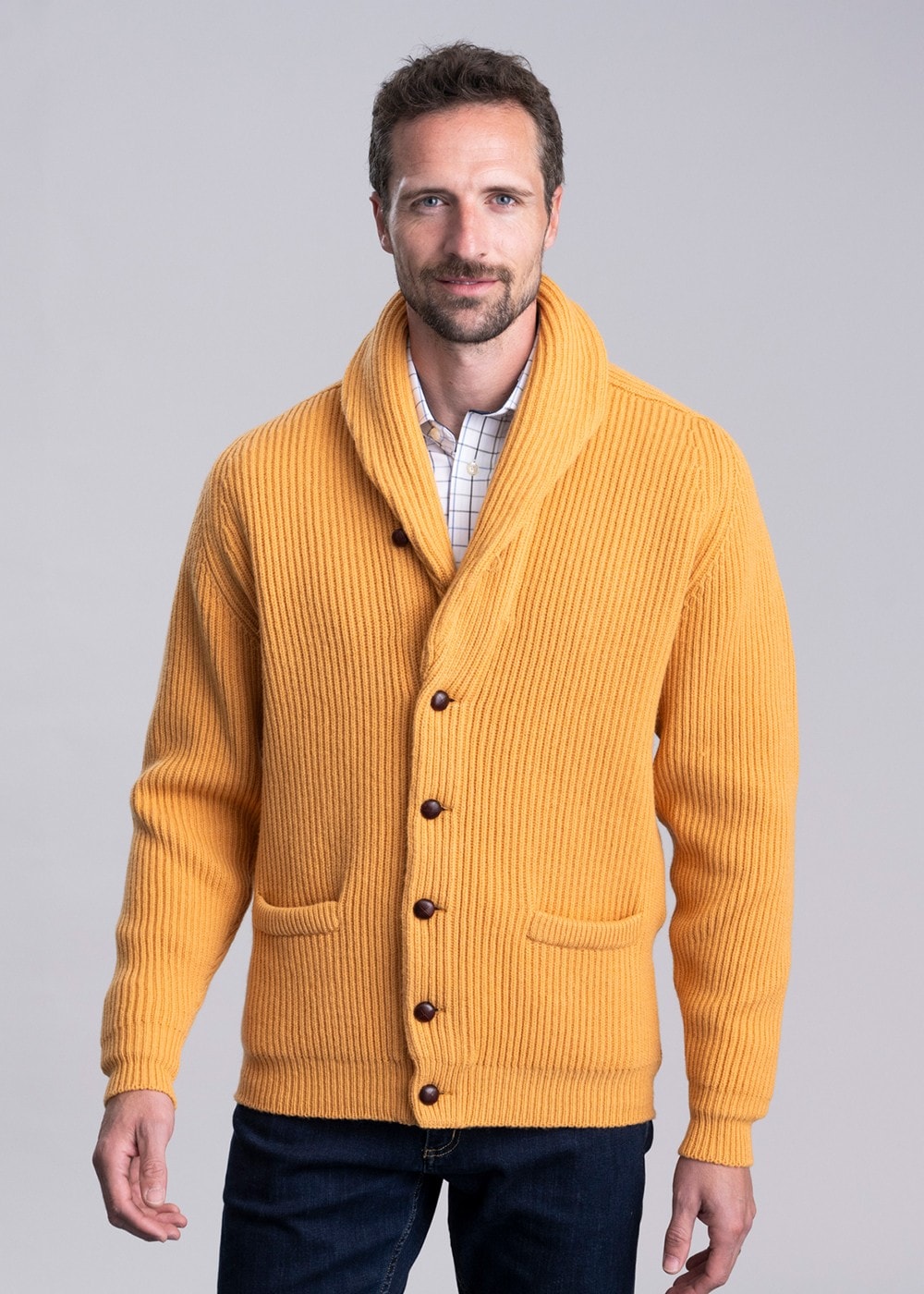 Lambswool Windsor Shawl Jacket - Harvest Gold - 4