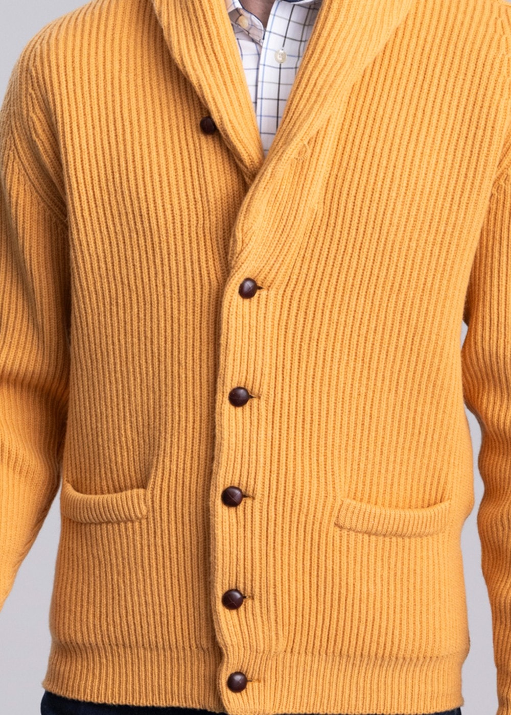 Lambswool Windsor Shawl Jacket - Harvest Gold - 5