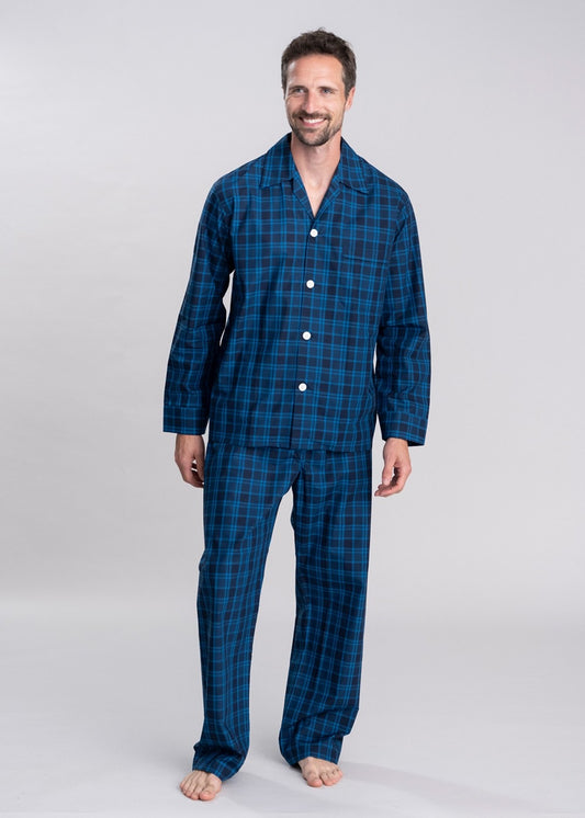 Classic Tartan Checked Pyjamas - Navy - 1