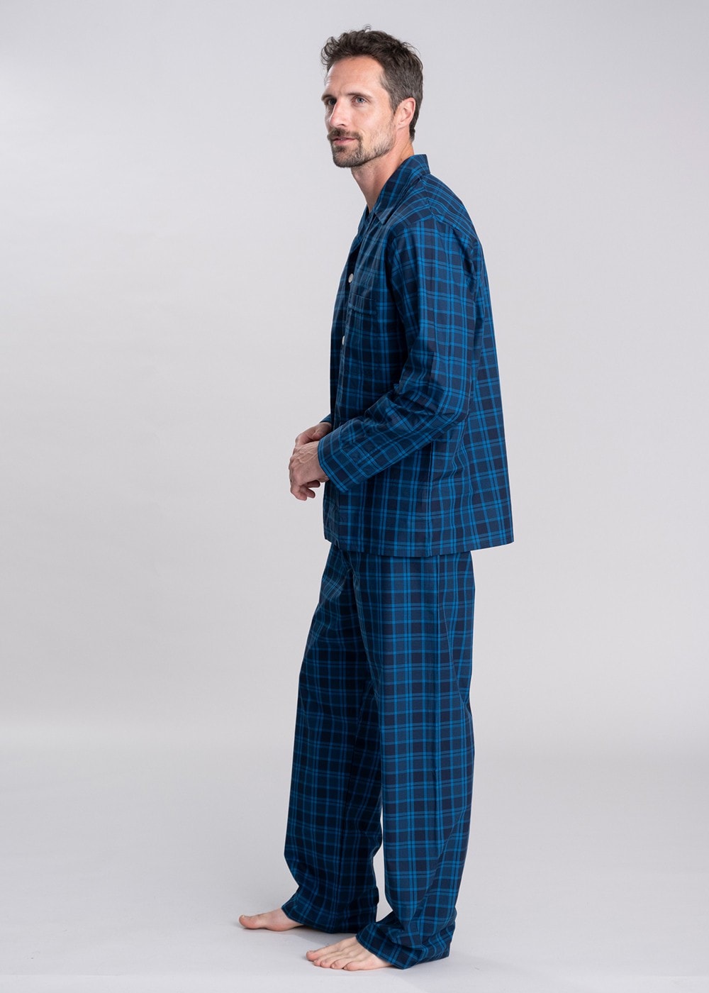 Classic Tartan Checked Pyjamas - Navy - 2