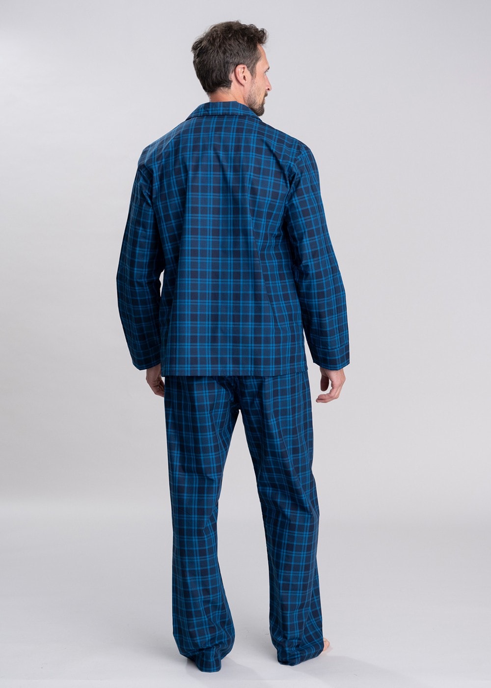 Classic Tartan Checked Pyjamas - Navy - 3