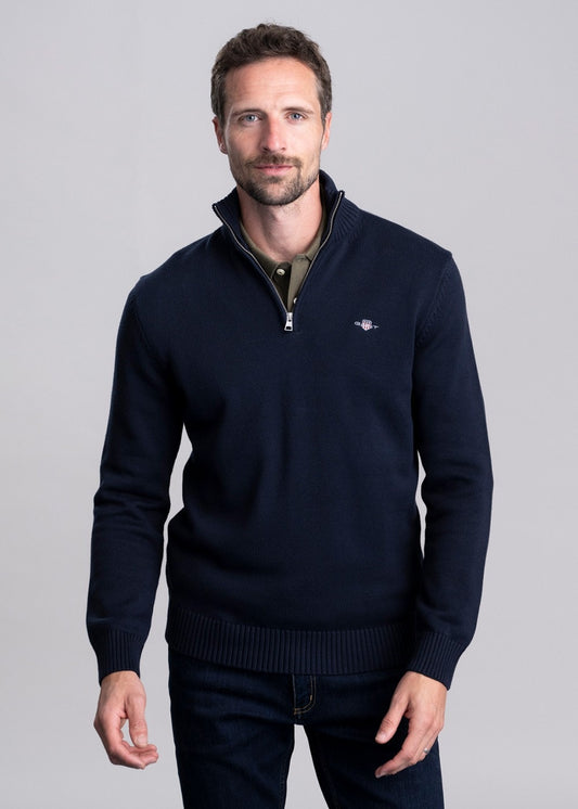 Casual Cotton Half Zip - Evening Blue - 1