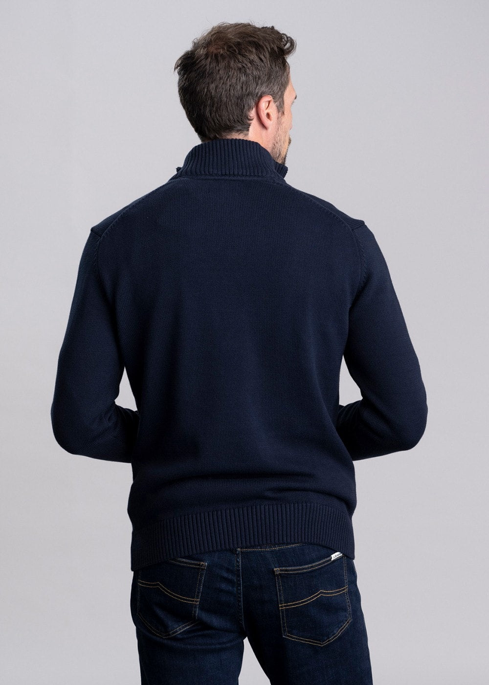 Casual Cotton Half Zip - Evening Blue - 3