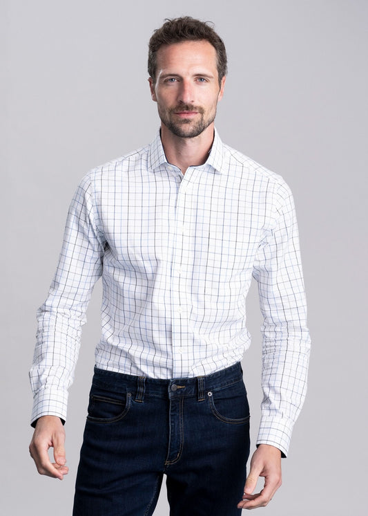 Wells Tailored Shirt - Woodland and Vintage Navy Check - 1