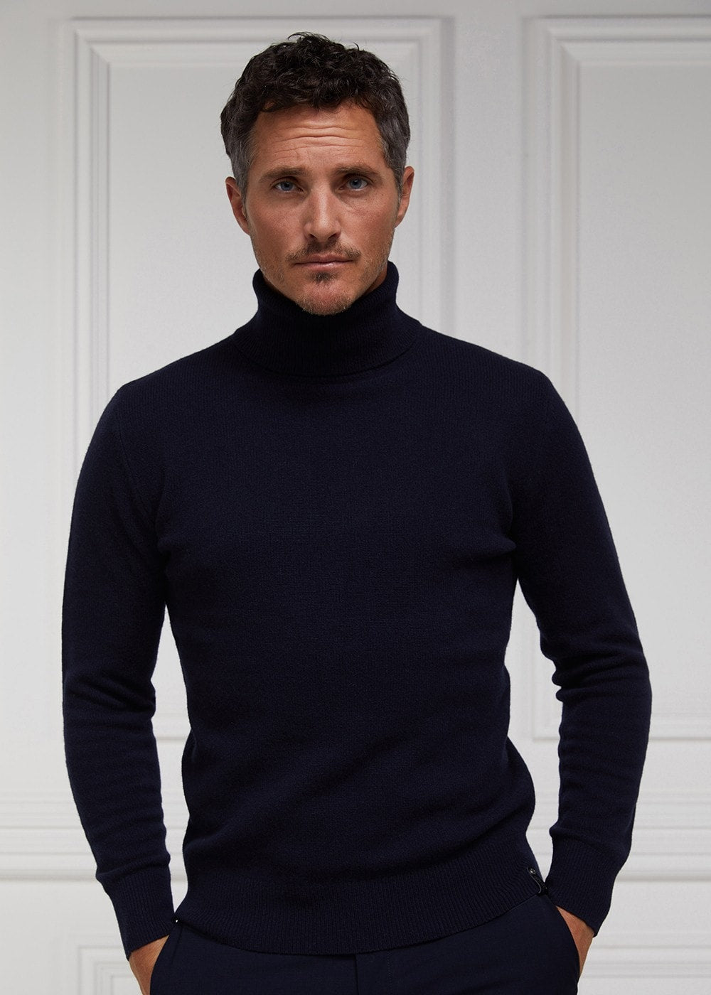 Byron Roll Neck Knit - Navy - 1