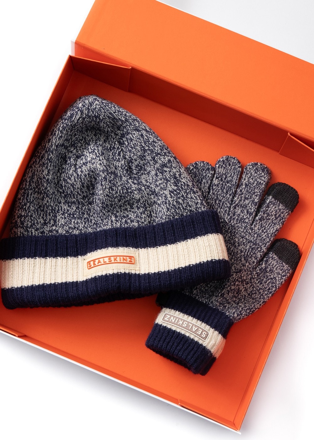 Wereham Waterproof Hat & Knitted Gloves - Navy Marl - 1